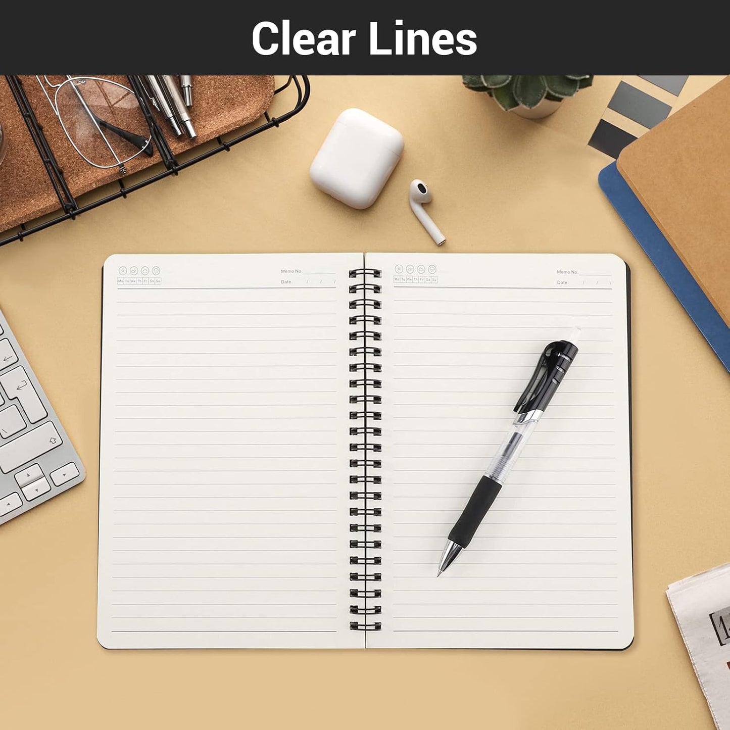 EUSOAR Spiral Notebook, A5 12packs 5.5"X8.3" 120 Pages Lined Travel Writing Notebooks Journal, Memo Notepad Sketchbook, Students College Office Business Subject Diary Ruled Book Journal-Black Cover
