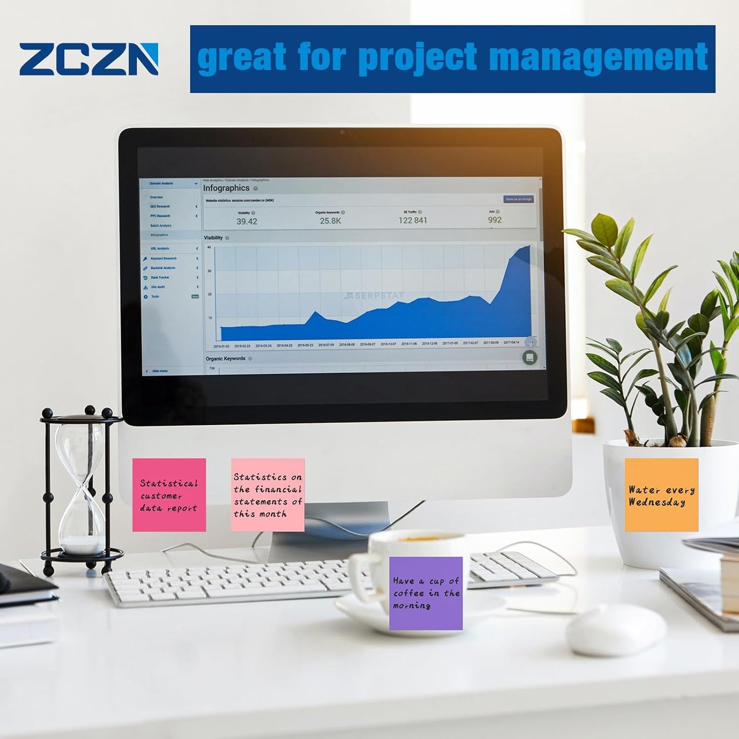 ZCZN 400 Sheets Pop-up Sticky Notes, 3 x 3 Inches, 4 Pads Bright Color Self-Stick Notes, 100 Sheets/Pad, Pink