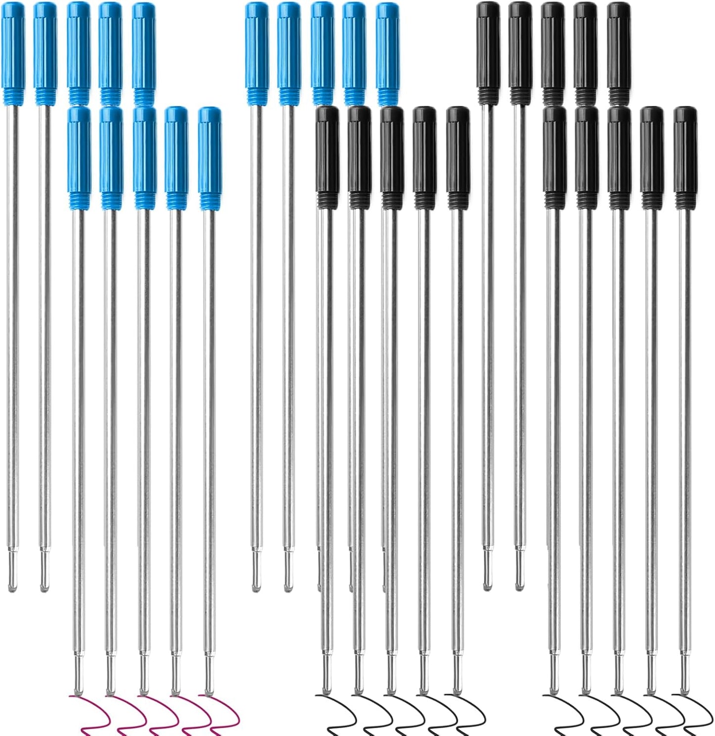 0.7 mm Ballpoint Ink Twist Pen Refills, 15 Pcs Medium Point Metal Smooth Writing Replaceable Ink Refill, Stationery Compatible for Cross Ballpoint Replacement (4.6in M) (Black+Red+Blue, 15)