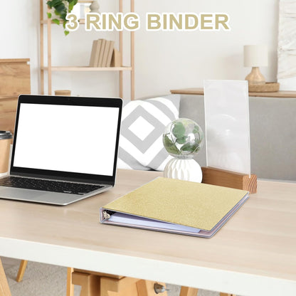 EYROZILL 3 Ring Binders 1 Inch Round Rings Binder Gold Binder Holds 8.5" x 11" Letter Size 300 Sheets, Waterproof, Gold