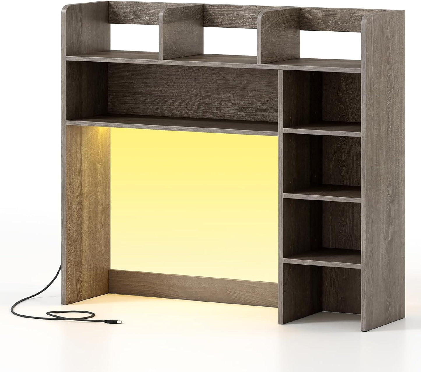 Tangkula Desktop Bookshelf, Countertop Storage Hutch with 5 Shelves for Computer Desk, Desk 3-Tier Display Rack, Multipurpose Wood Desktop Hutch Storage Organizer for Dorm Office Home