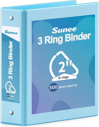 SUNEE 3 Ring Binder 2 Inch, Clear View Binder Three Ring PVC-Free (Fit 8.5x11 Inches) for School or Office Supplies, Light Purple, 1 Pack