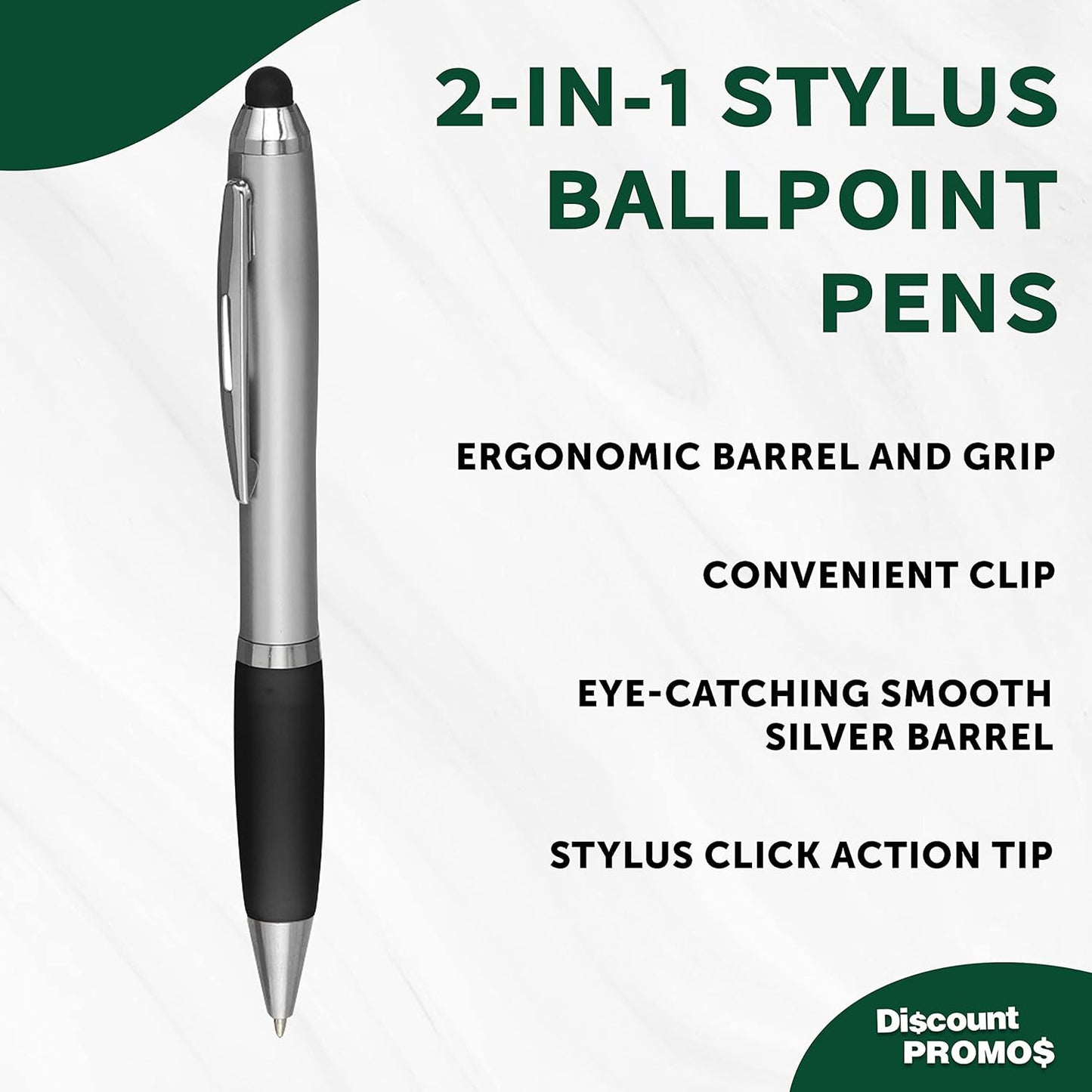 DISCOUNT PROMOS Custom Stylus Ballpoint Pens Set of 10/50/100, Personalized Bulk Pack - Black Ink, Great for Office, School, Business, Tradeshows, Events - Purple