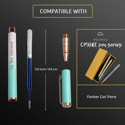 MESMOS 6 Pack 3.9 inch (9.8cm) Pen Refills Ballpoint, Compatible with Ballpoint Parker Pen, (Black Ink)