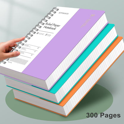 EMSHOI A5 Spiral Notebook College Ruled Lined Journal, Small 5.7" X 8.22", 300 Pages/150 Sheets, 100gsm Thick Paper, Waterproof Hardcover, for Office School Women Men Work Writing Notes, Blue