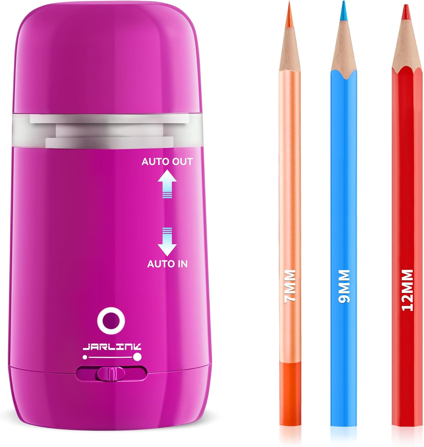 JARLINK Automatic Electric Pencil Sharpener - Hands-Free Operation, 3 Sharpness Modes, 3-Second Sharpening, Rechargeable & Portable for 7-12mm Pencils, Ideal for Classroom and Home Use (Black)