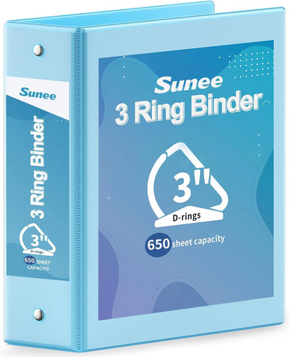 SUNEE 3 Ring Binder 2 Inch, Clear View Binder Three Ring PVC-Free (Fit 8.5x11 Inches) for School or Office Supplies, Light Purple, 1 Pack
