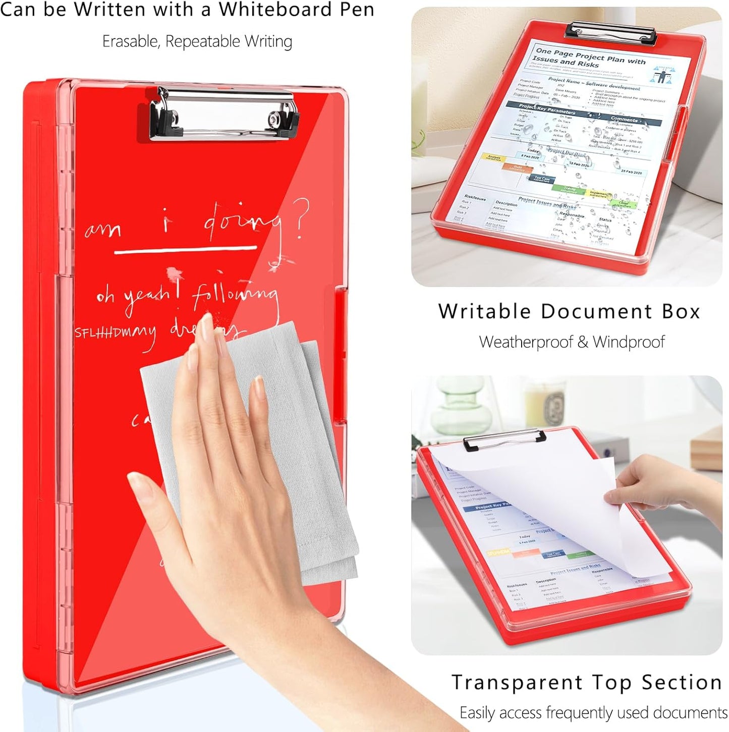 SFLHHDM Clipboard with Storage,Heavy Duty Clip Boards 8.5x11 with 2 Storage Case,Clear Visible Panel Storage Clipboards,Side Opening Nursing Clipboard Folder for Office Supplies-Light Purple