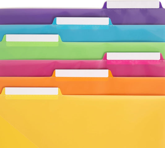 Smead Three-Ring Binder Poly Index Dividers, 1/3-Cut Tab, Letter Size, Assorted Colors, 12 per Pack (89420)
