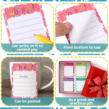 Yinder 24 Pack Inspirational Sticky Notes Motivational Notepads Appreciation Sticky Notes Funny Memo Pads Positive Note Bulk 3 x 4 Gift for Women Nurse Teacher Office Supplies(Black,Inspirational)