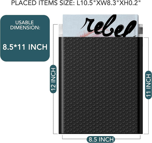 Metronic Bubble Mailers 8.5x12" 40 Pack Black Padded Envelopes Usable Size 8.5 x 11" Strong Adhesion Bubble Envelopes Medium Mailing Envelopes Bubble Padded for Small Business Shipping Books Clothes