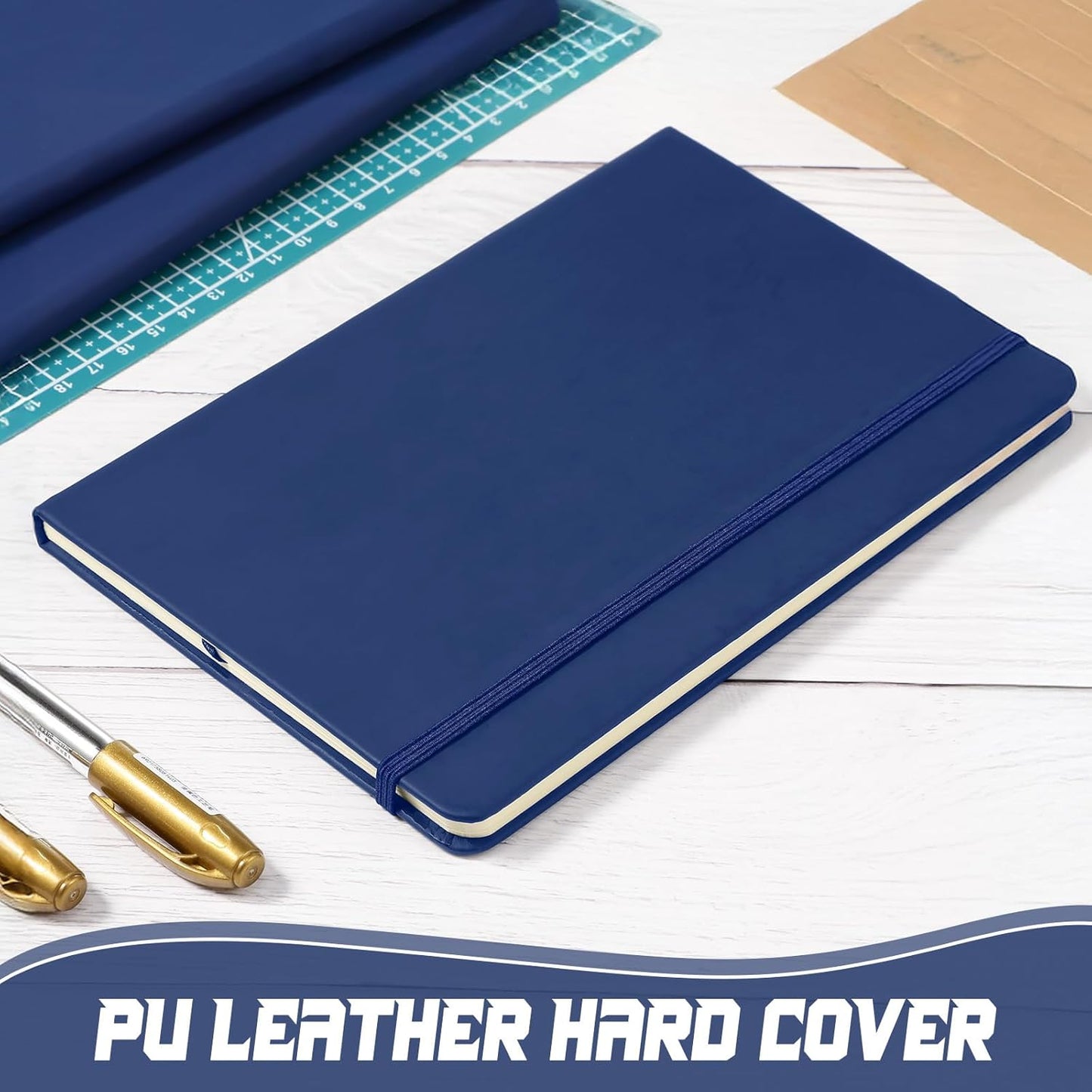 Honoson 20 Pack Lined Journal Notebooks A5 Hardcover Executive Notebook 5.5" x 8.3" PU Leather Wide Ruled Journals Bulk with Elastic Band for Home Business Office School Supplies(Black)