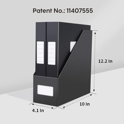 JiaWei White Magazine File Holders, 3 Packs Sturdy Cardboard File Rack, Office Organization Desktop Storage File Box Binder for Shelves and Desk, Folder Holder for Office or Classroom