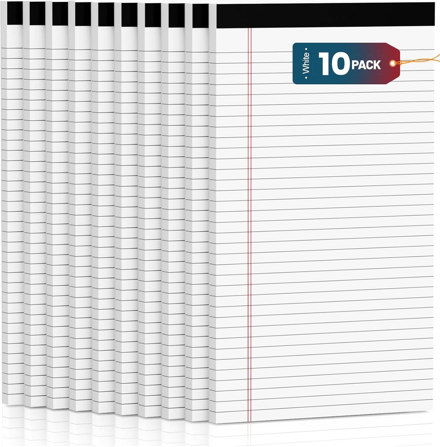 Legal Pads 8.5 x 14 Note Pads, 6 Pack Writing Pads Wide Ruled Notepads, Micro Perforated Notepad, Double-Side Printed Lined Paper Pads 30 Sheets per Notepad, White Legal Pads for Home, Office, School