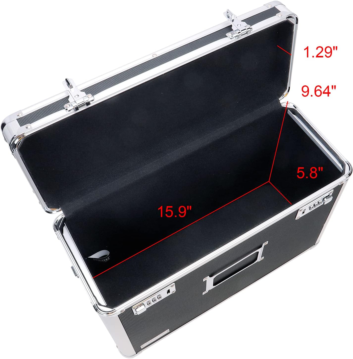 Vaultz File Organizer Storage Box - 14 x 7 x 12.19 Inch Letter Size, Portable Locking Storage Totes with Dual Combination Locks for Filing Office Documents - Black