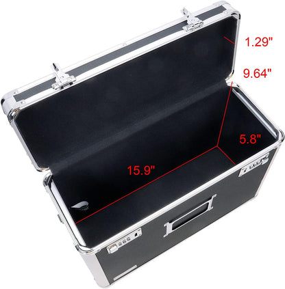 Vaultz File Organizer Storage Box - 14 x 7 x 12.19 Inch Letter Size, Portable Locking Storage Totes with Dual Combination Locks for Filing Office Documents - Black