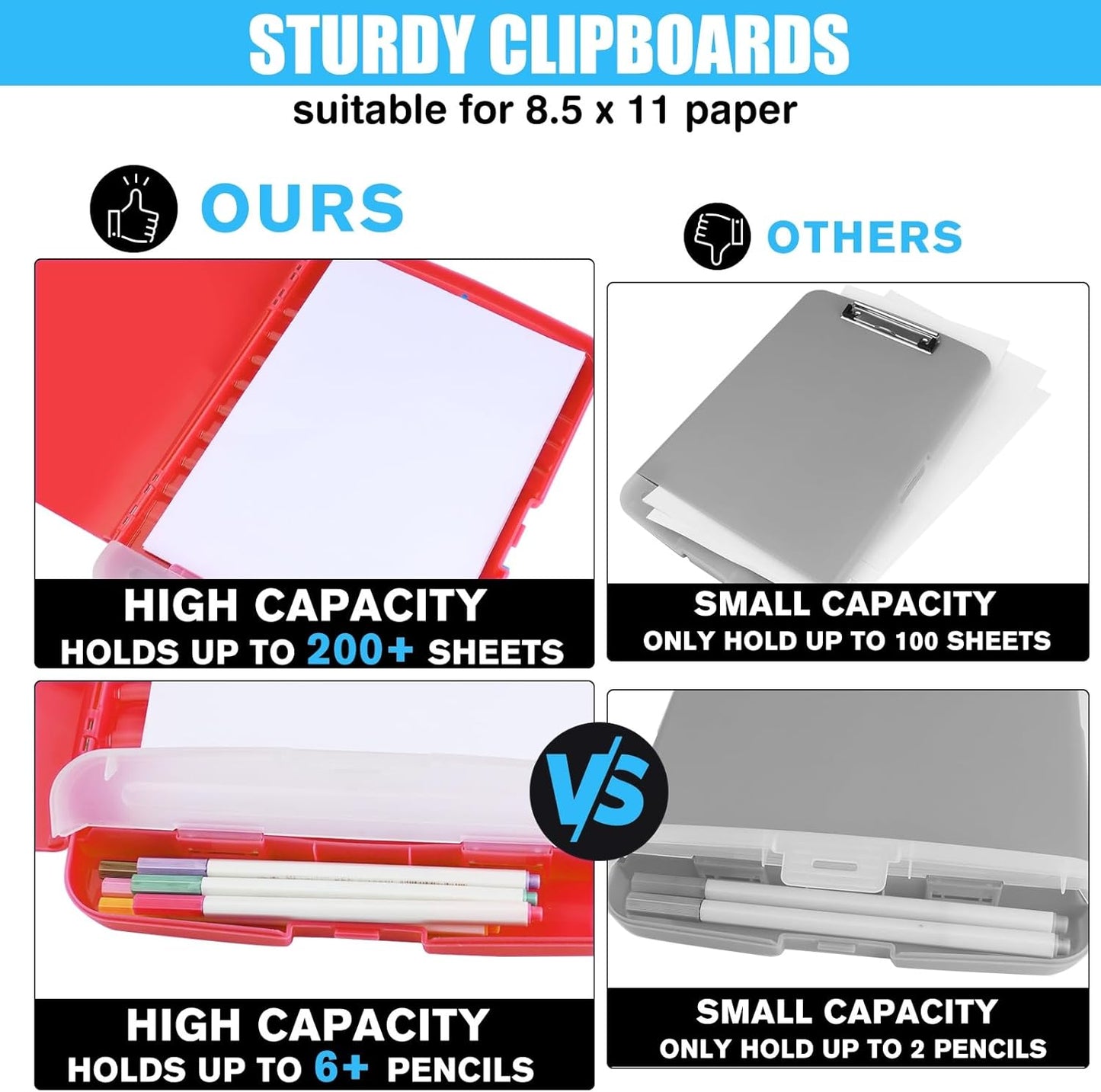 Red Plastic Clipboard with Storage,TFDLCG zm High Capacity Clip Boards 8.5x11,A4 Binder Nursing Clipboard Folder Heavy Duty for Women Teachers Work,School Office