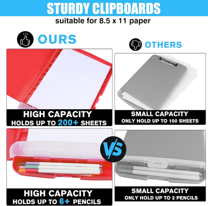 Red Plastic Clipboard with Storage,TFDLCG zm High Capacity Clip Boards 8.5x11,A4 Binder Nursing Clipboard Folder Heavy Duty for Women Teachers Work,School Office