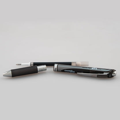 Pentel EnerGel RTX Retractable Liquid Gel Pen, (1.0mm), Bold Line, Metal Tip, Black Ink, Pack of 3 (BL80BP3A)