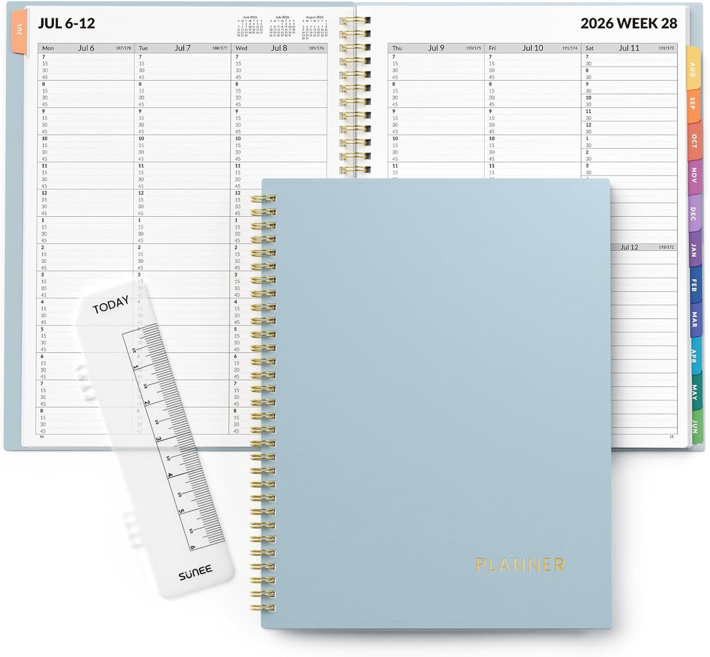 SUNEE 2026-2027 Appointment Book, Quarter-Hourly, Weekly & Monthly - from July 2026 to June 2027, 8.5"x11" Academic Planner, Flexible Cover, Note Pages, Bookmark, Spiral Binding, Black