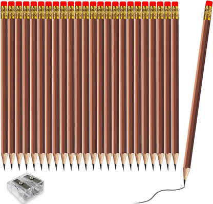 Adhere 25pcs Woodcase Pencils with Eraser Premium Pre-Sharpened Hexagon Graphite 2B pencils ideal for home, office writing including a Free Sharpener(Pink・25pcs)