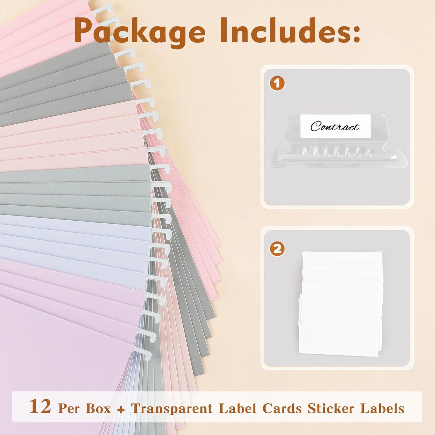 Zzrywuty Hanging File Folders Letter Size, 30-Pack Hanging File Folder with 1/5-Cut Tabs, Pastel File Folders Hanging Organizers for Filing Cabinet, Bulky Files & Medical Charts