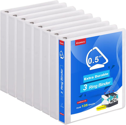 COMIX Heavy Duty Slant-D Ring View Binder, 1 inch 3 Ring Binders, Hold 225 Sheets of 8.5" x 11" Paper, 12 Pack (Black)