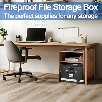 File Box with Lock - Portable File Organizer Box with Handle, Sturdy Important Document Organizer with Label, Slide, Reflective Strip for Hanging Letter/Legal Folder