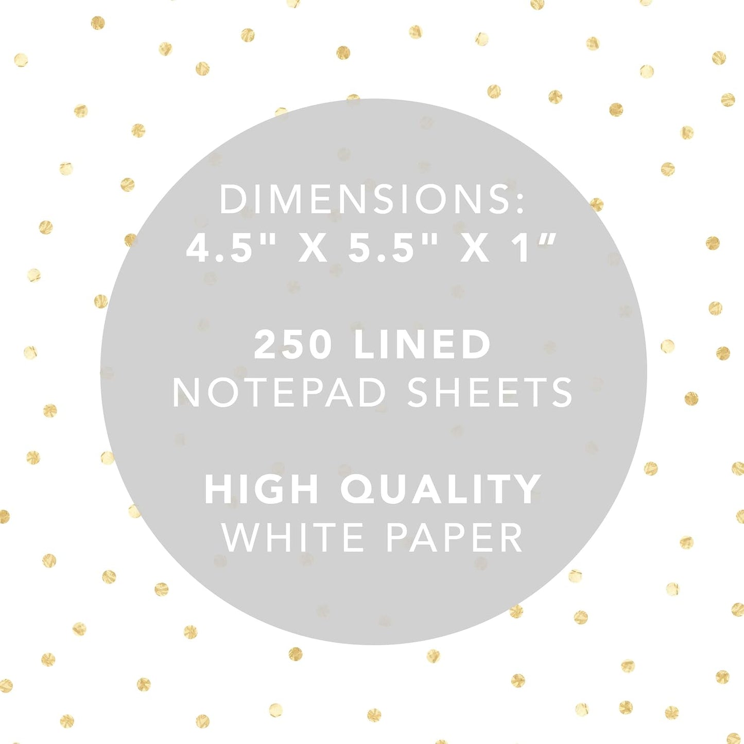 Graphique Jotter Notepad, Brush Strokes Design – 4.5" x 5.5" x 1”, 250 Lined Pages with “Notes” at the Top Embellished in Gold Foil – Cute Journal for Leaving Messages and Taking Notes