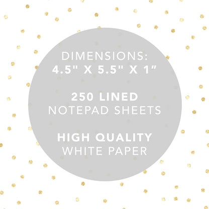 Graphique Jotter Notepad, Brush Strokes Design – 4.5" x 5.5" x 1”, 250 Lined Pages with “Notes” at the Top Embellished in Gold Foil – Cute Journal for Leaving Messages and Taking Notes