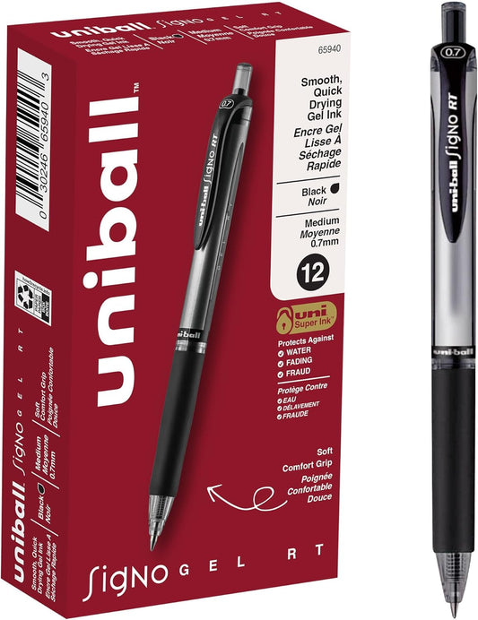 uni-ball Signo 207 Impact Stick Gel Pen, 4 Black Pens, 1.0mm Bold Point Gel Pens, Smooth Writing, Archival-Quality Ink, Acid-Free, Superior Comfort