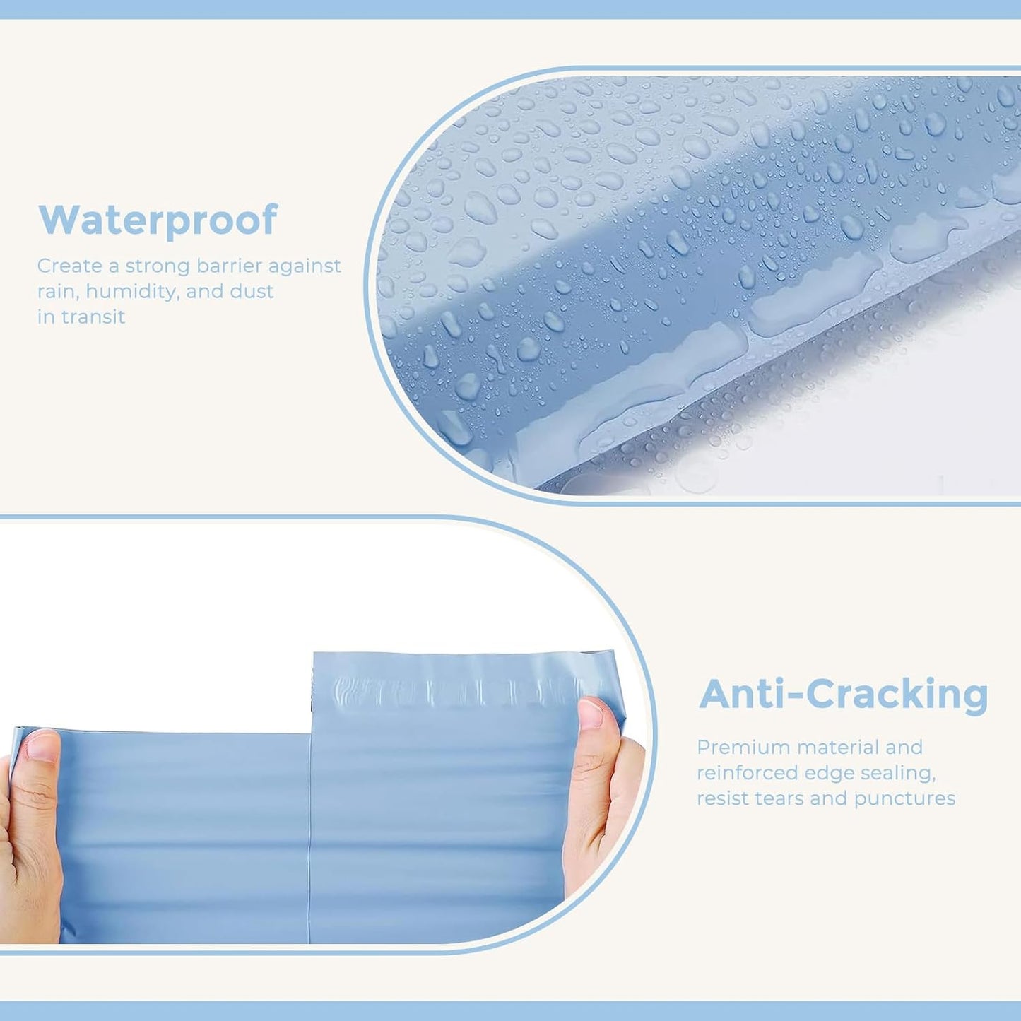 Metronic Poly Mailers 10x13 300 Pcs, Small Shipping Bags for Clothes, Shipping Envelopes for Small Business, Strong Adhensive Mailing Bags, Haze Blue