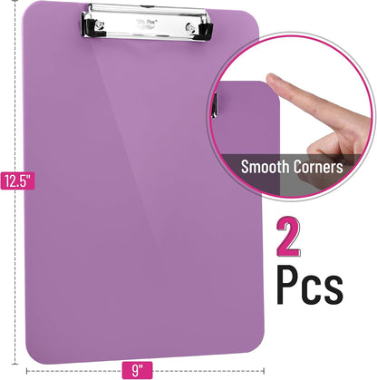 Mr. Pen- Plastic Clipboard, 12.5" x 9", 2 Pack, Clipboard Plastic, Low-Profile Metal Clip with Retractable Hanging Hole
