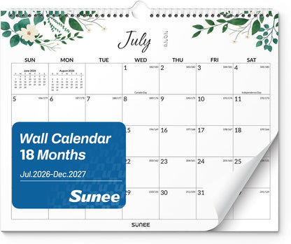 SUNEE Wall Calendar 2026 21 Months Apr. 2026 - Dec. 2027, 14.5"x11.5" Big Grid Hanging Calendar with Note for Organizing & Planning, Monthly Calendar 2026-2027 with Last Month and Next Month, White