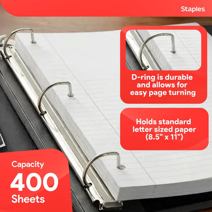 Staples Better Binder 2-Inch D-Ring View Binder, Reinforced Spine, Holds Up to 540 Sheets, Teal, for Office & School