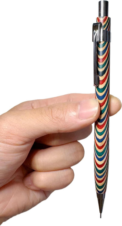 Spiral Grain Wooden Mechanical Pencils -Unique Colors Airplane Aluminum Core Artist's Drawing Pencil Comes with Gift Box (Walnut)