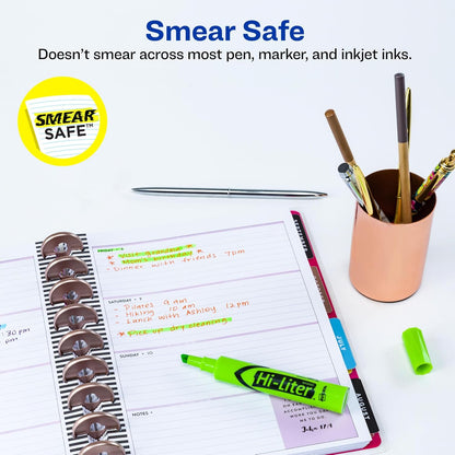 Avery Hi-Liter Desk-Style Highlighters, Smear Safe Ink, Chisel Tip, 12 Fluorescent Green Highlighters (24020)
