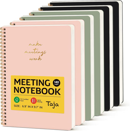 Meeting Notebook for Work Organization - Work notebook with action items, Meeting Minutes Planner Notebook, Perfect Office Supplies for Men & Women - Pink