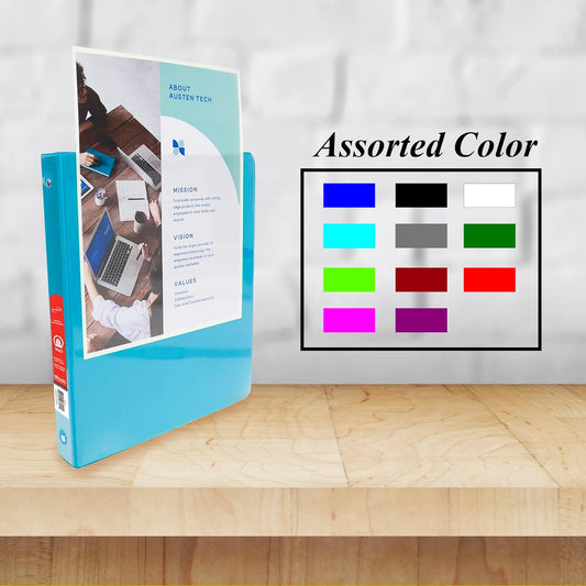 BAZIC 1/2-Inch 3-Ring View Binder with 2-Pockets, Cyan (4105-12P)