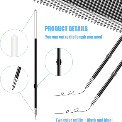 Outus 30 Pieces 0.7 mm Retractable Pen Refills Replacement Ballpoint Pen Refills Black and Blue Ink Pen Refills for Retractable Pen Office School Supplies, 107 mm in Length