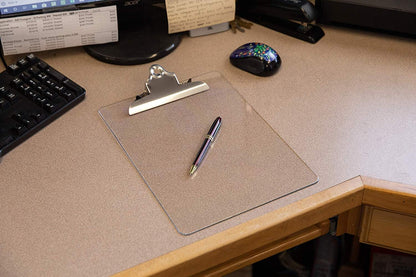 Plastic Clipboards (Set of 6) Transparent Clipboard (Clear) Strong 12.5 x 9 Inch | Holds 100 Sheets! Acrylic Clipboards with Low Profile Clip | Bulk Back to School Supplies for Teachers