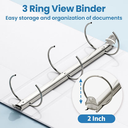 SUNEE 3 Ring Binders 1 Inch 12 Pack, Clear View Binders Bulk Three Ring PVC-Free (Fit 8.5x11 Inches) for School or Office Business Supplies, White