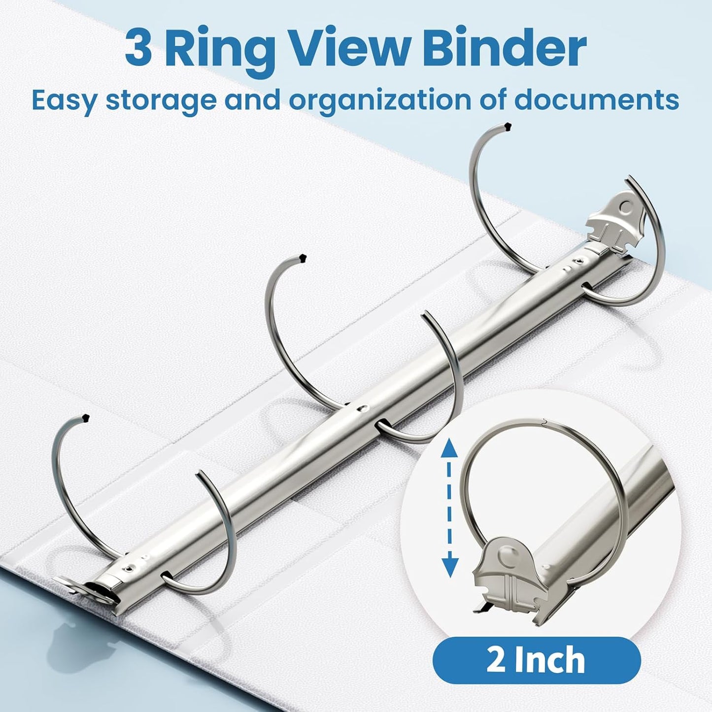 SUNEE 3 Ring Binder 3 Inch 2 Pack, Clear View Binder Three Ring PVC-Free (Fit 8.5x11 Inches) for School or Office Supplies, Pink