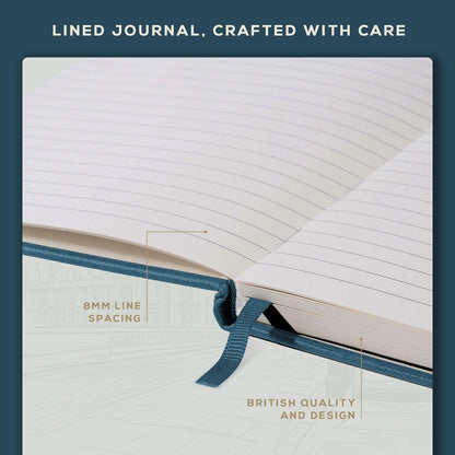 BEECHMORE BOOKS Large Lined Journal Notebook, 8.5" x 11.5" (A4) Hardcover Vegan Leather Executive Diary for Work, Thick 120gsm Paper, Lay-Flat Binding, Gift Box