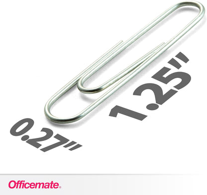 Officemate Premium #1 Paper Clips, 1,000 Paper Clips (10 Boxes of 100 Each) (99916) , Silver