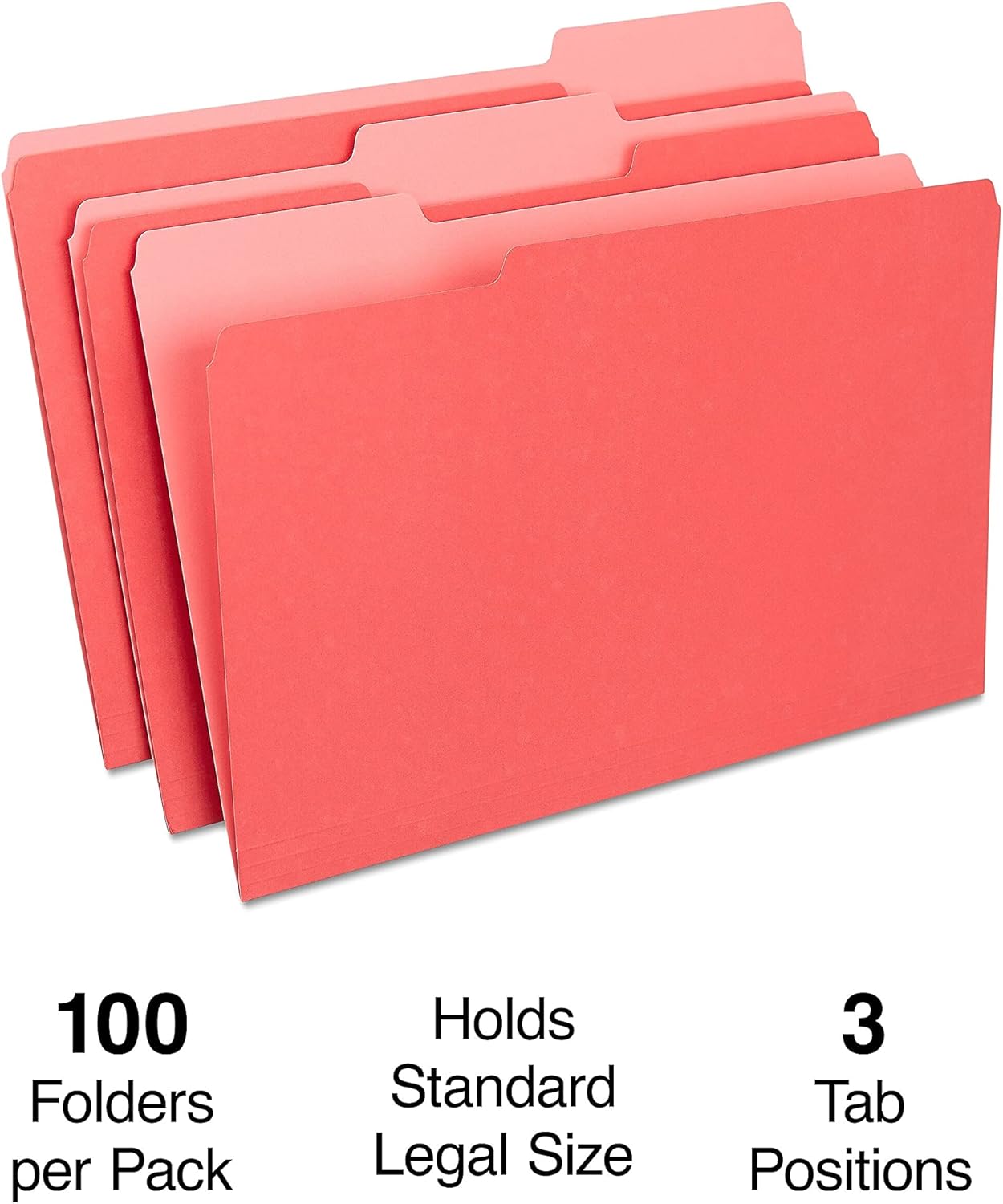 Staples Recycled File Folders, Legal Size, 1/3‑Cut Tabs, Manila, 30% Recycled Paper Stock, 100/Box