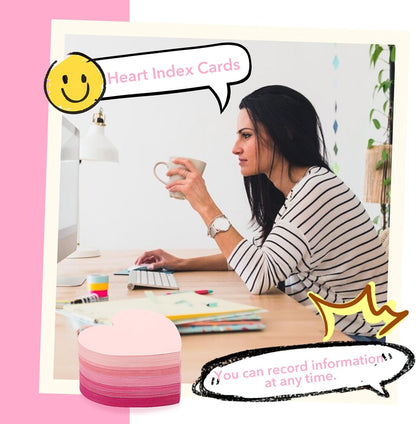 300 Pcs Index Card Heart Shaped Note Cards Blank Index Cards 3x3 Pink Note Cards Colors Study Cards Blank Business Cards Colorful Cardstock Greeting Cards For School Learning Office Game