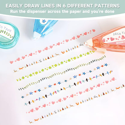 Decorative Correction Tape,Valentines Day Gifts for Kids, DIY Cartoon Pattern Decorative Tape, Decorative Curve Highlighter for Scrapbooking Greeting Card Letter Diary,Cute Stationary Supplies
