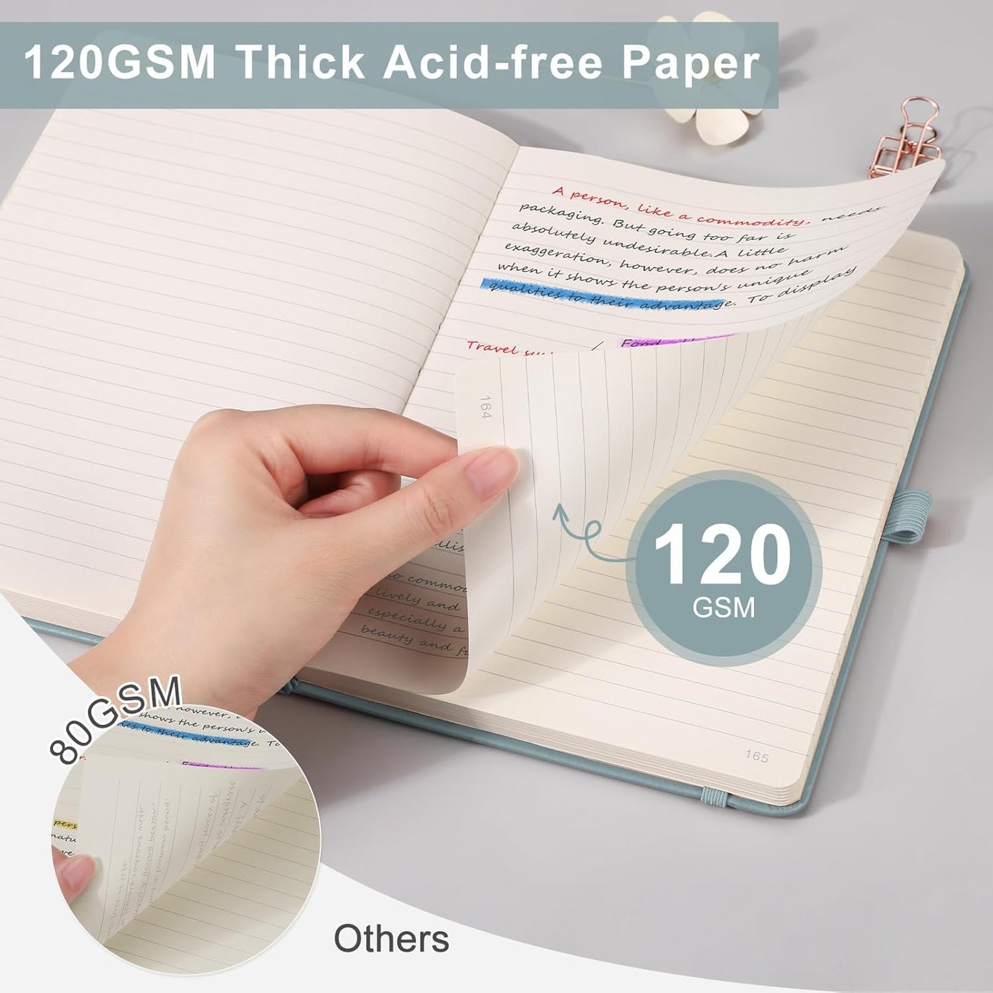 EMSHOI Graph Paper Notebook - 256 Pages A5 Graph Notebook/Journal, Hard Cover, 120gsm Thick Paper, Smooth PU Leather, Inner Pocket, 5.75'' × 8.38''-Black