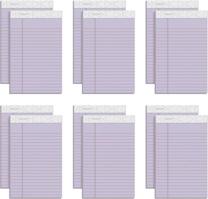 TOPS Prism+ Writing Pads, 5x 8, Perforated, Jr. Legal Ruled, Narrow 1/4 Spacing, Orchid, 50 Sheets, 12 Pack (63040)